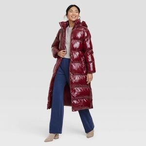 Women's Relaxed Duvet Puffer Jacket | A New Day | Burgundy | S